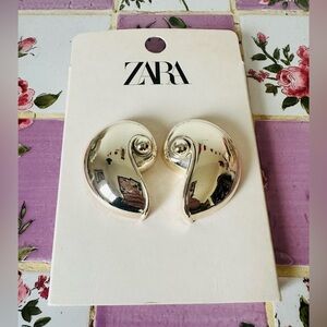 NEW Zara Silver Seashell Mermaid Statement Earrings 🐚🧜‍♀️
